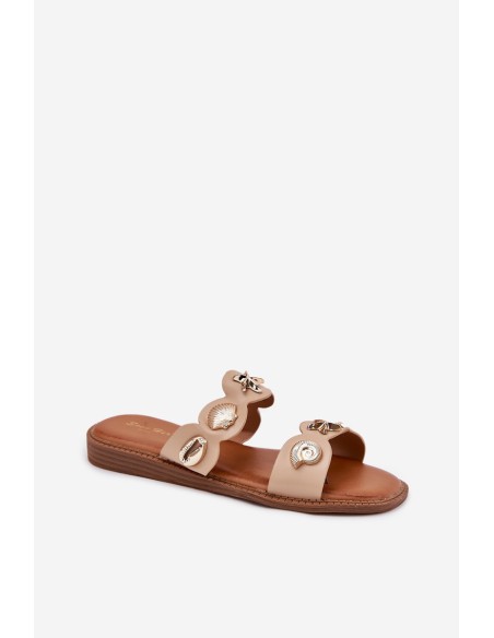 Women's sandals with golden accents beige Jenoriela