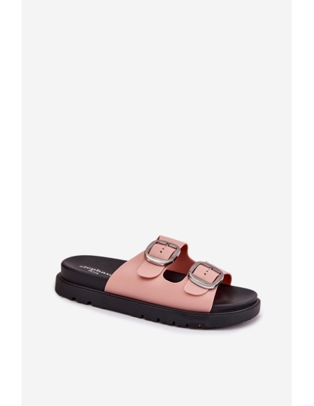 Ladies Sandals With Buckles On Platform Pink Elamas