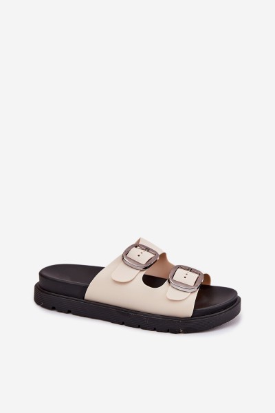 Women's Buckled Platform Sandals Beige Elamas 2
