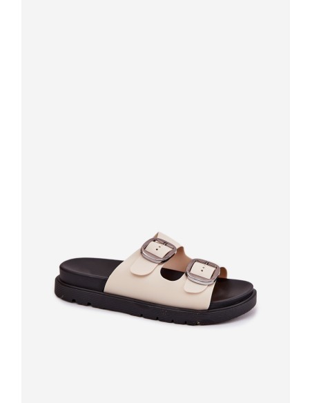 Women's Buckled Platform Sandals Beige Elamas