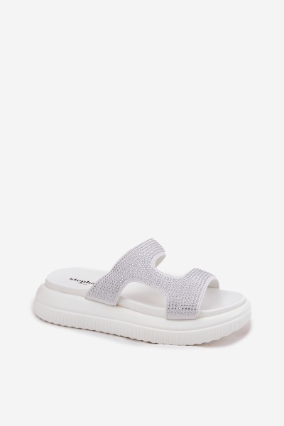 Embellished Women's Platform Sandals White Jestella