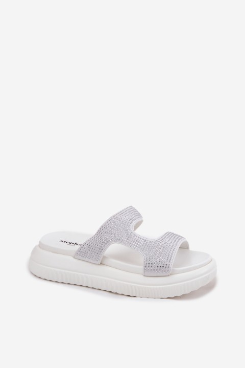 Puošnios moteriškos platforminės basutės su pamušalu, baltos spalvos, „Jestella“