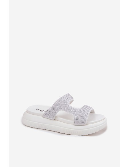 Embellished Women's Platform Sandals White Jestella