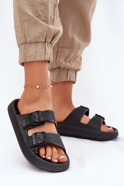 Women's Platform Sandals With Buckles Black Nitiana