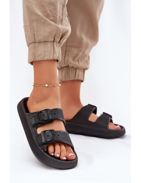 Women's Platform Sandals With Buckles Black Nitiana