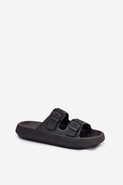 Moteriškos platforminės basutės su sagtimis, juodos Nitiana 2