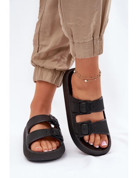 Women's Platform Sandals With Buckles Black Nitiana