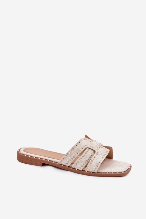 Embellished flat sandals beige Anniles