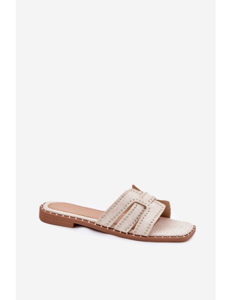 Embellished flat sandals beige Anniles