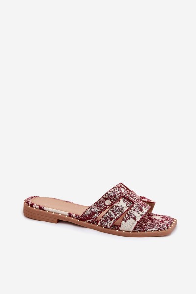 Decorated Flat Sandals Burgundy Anniles 2