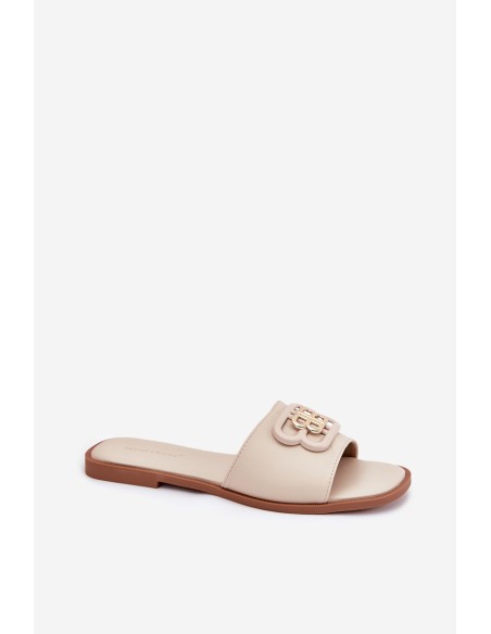 Flat Ladies Sandals With Decorative Detail Beige Nenitta
