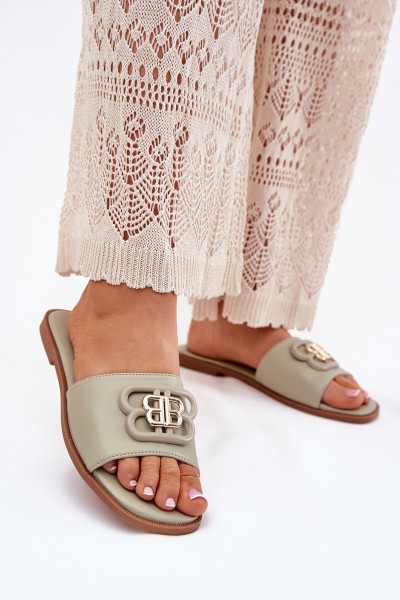 Flat Women's Sandals With Decorative Detail Green Nenitta