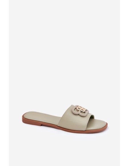 Flat Women's Sandals With Decorative Detail Green Nenitta