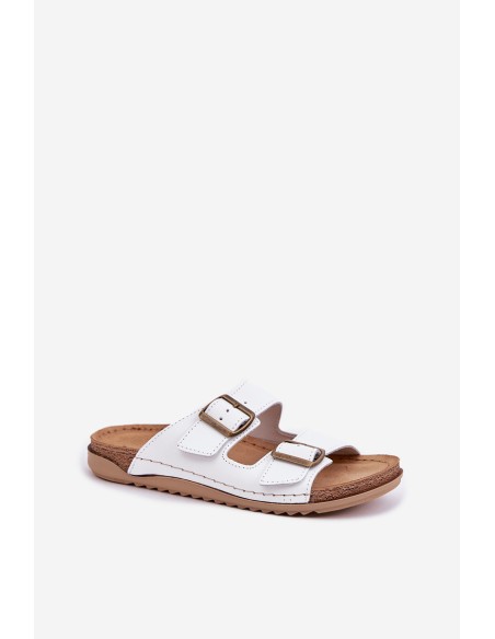 Ladies Leather Slippers With Clear Inblu AA0002KU White