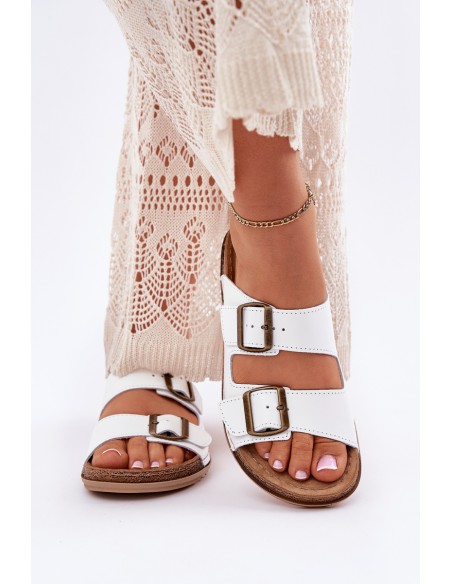 Ladies Leather Slippers With Clear Inblu AA0002KU White