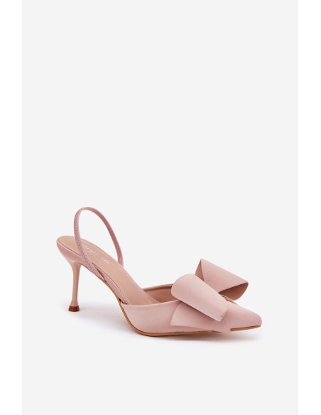 Heels With Open Heels And Bow Beige Eklevia