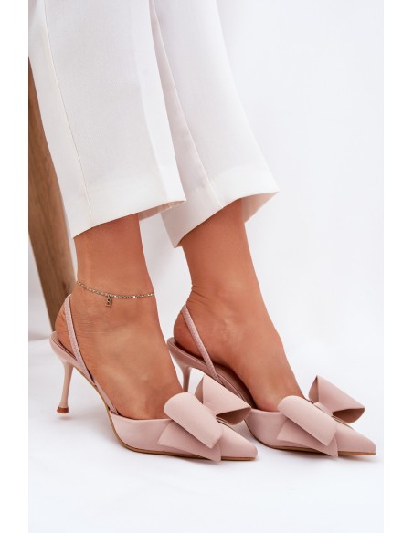 Heels With Open Heels And Bow Beige Eklevia