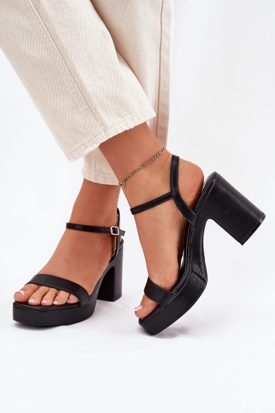 Eco Leather Heeled Sandals Black Lillita