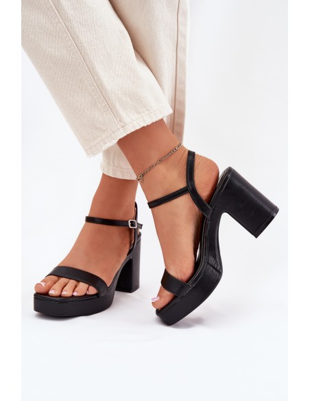 Eco Leather Heeled Sandals Black Lillita