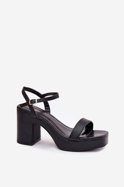 Eco Leather Heeled Sandals Black Lillita 2