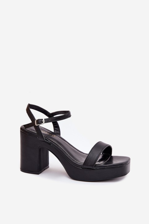 Eco Leather Heeled Sandals Black Lillita