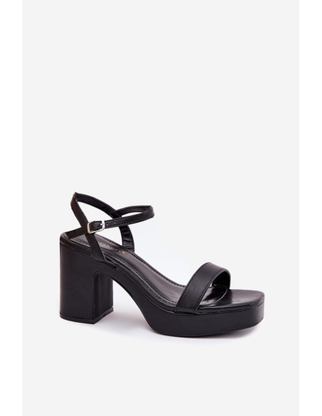 Eco Leather Heeled Sandals Black Lillita