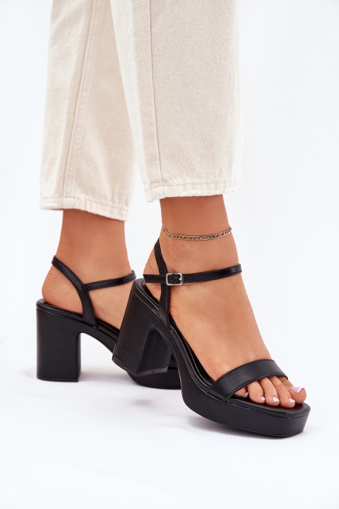 Eco Leather Heeled Sandals Black Lillita