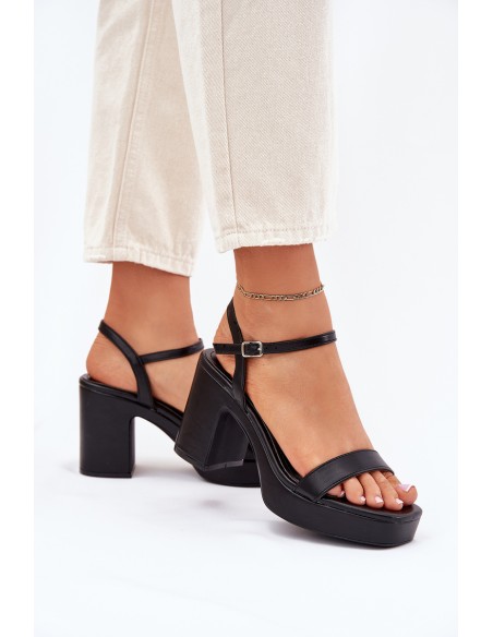 Eco Leather Heeled Sandals Black Lillita