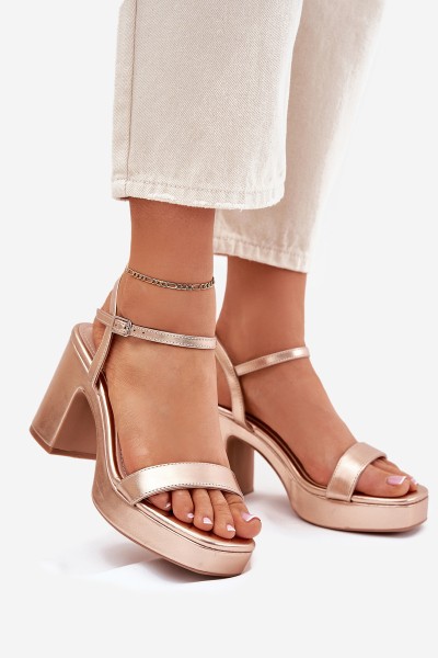 Eco Leather Sandals On Heel Rose Gold Lillita 2