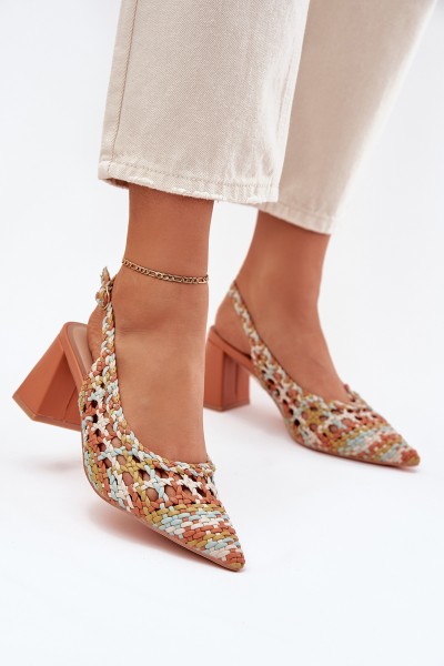 Sandals With Braiding On A Heel Multicolor Ebina