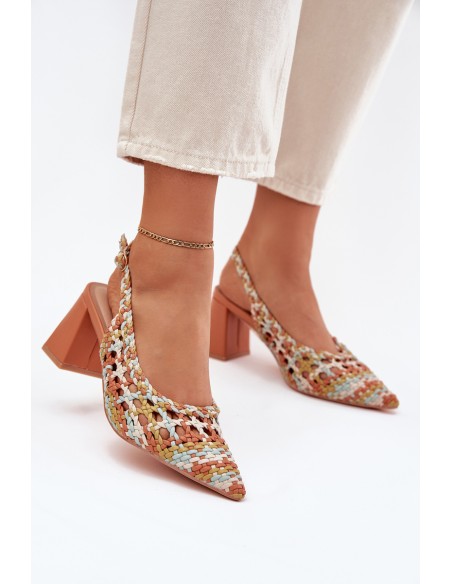 Sandals With Braiding On A Heel Multicolor Ebina
