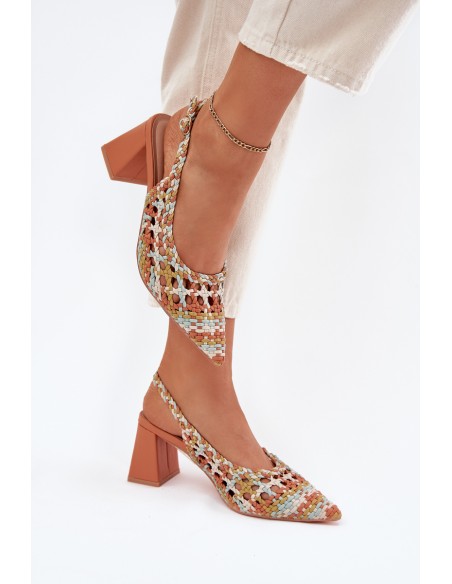 Sandals With Braiding On A Heel Multicolor Ebina