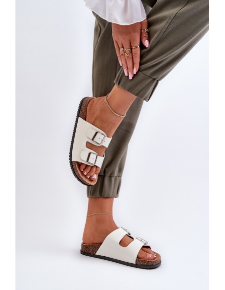Women's sandals with buckles white Oliena