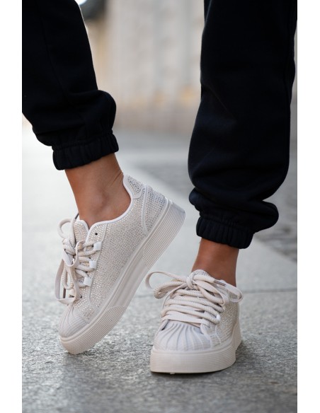 Moteriški sportbačiai su dekoracijomis ant platformos smėlio spalvos Eanneth