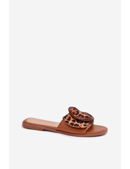 Flat Women's Slippers With Decorative Buckle Leopard Luwam