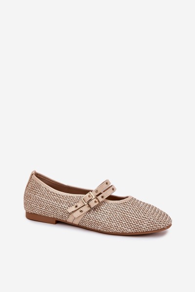 Ballet Flats With Weaving And Straps Beige Partheda 2