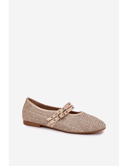 Ballet Flats With Weaving And Straps Beige Partheda