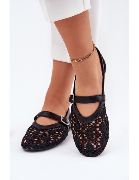 Perforated ballerinas with strap black Orphali