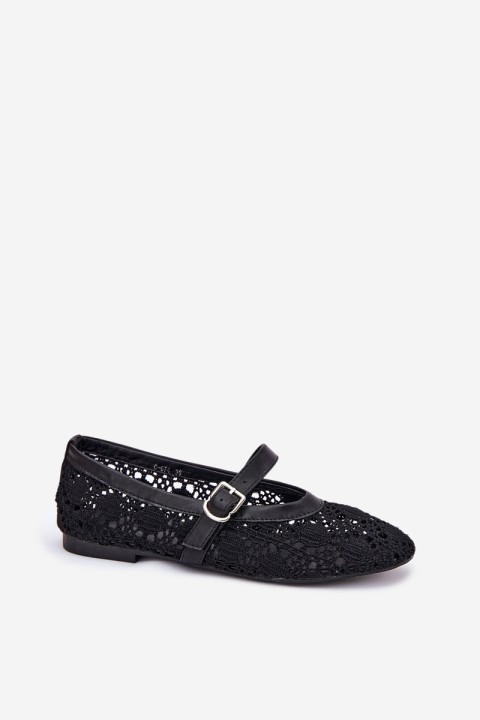 Perforated ballerinas with strap black Orphali