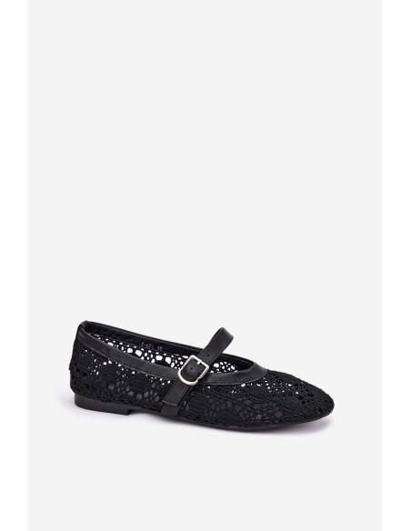 Perforated ballerinas with strap black Orphali