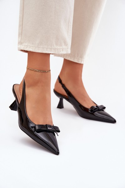 Patented High Heels With Bow Black Naylna