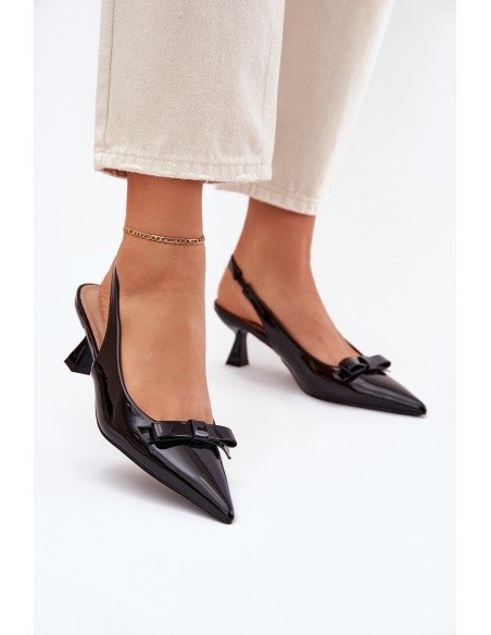 Patentuoti aukštakulniai su kaspinu juodi „Naylna“