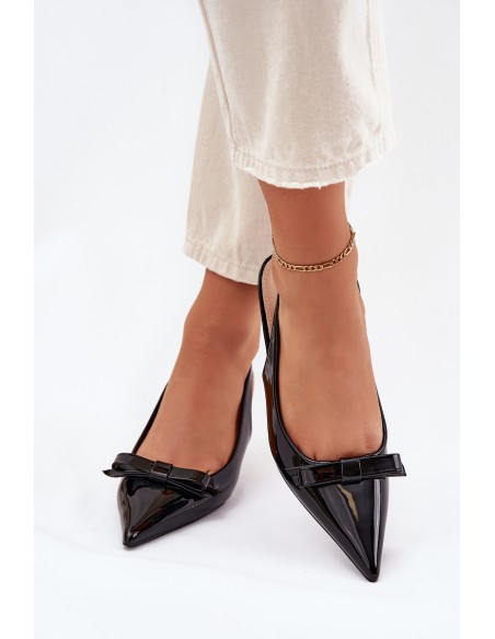 Patentuoti aukštakulniai su kaspinu juodi „Naylna“