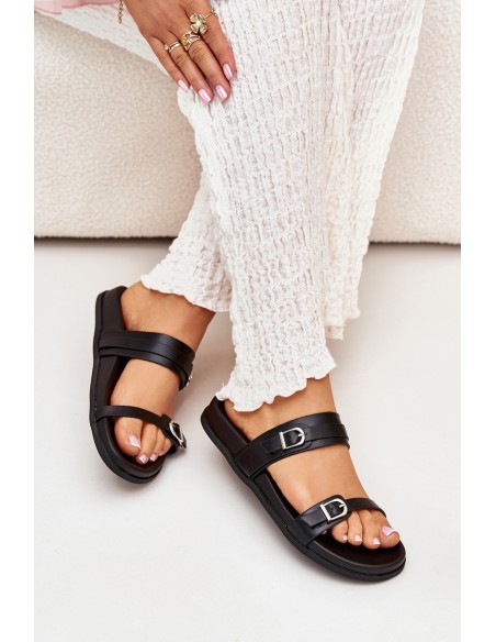 Women Sandals With Buckles Black Brinella