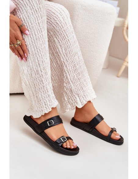 Women Sandals With Buckles Black Brinella