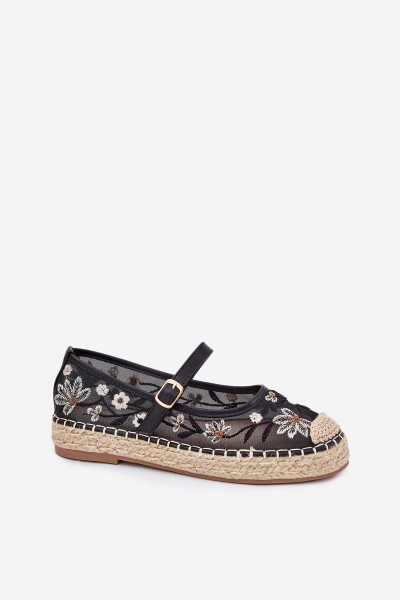 Mesh Espadrilles With Embroidery On Platform Black Laxisa 2