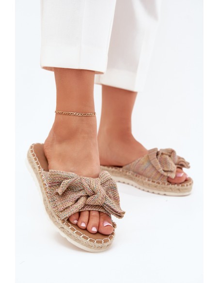 Ladies Platform Slippers With Braiding And Bow Multicolor Alpireda