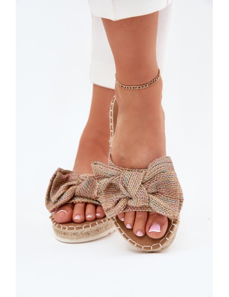 Ladies Platform Slippers With Braiding And Bow Multicolor Alpireda