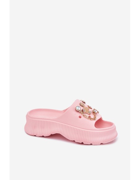 Foam Women's Slippers With Golden Rings Pink Hortiana