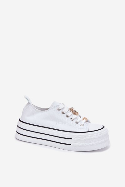 Women's Platform Sneakers With Golden Accents White Fiorina 2